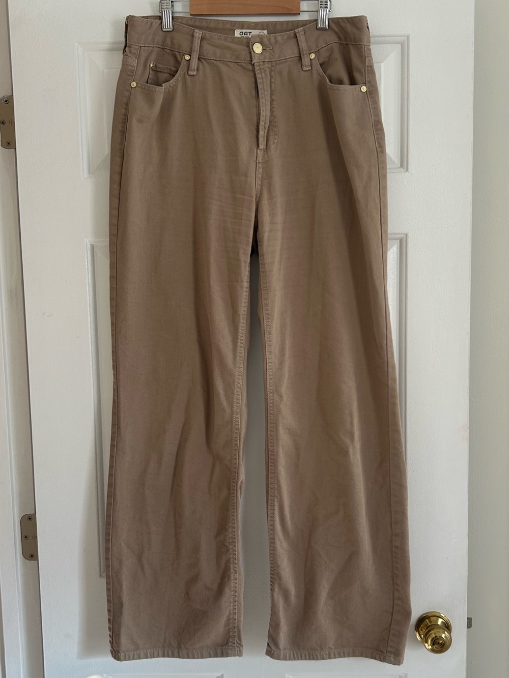 OAT New York Cloud Luxe wide-leg pants in khaki size 29/8